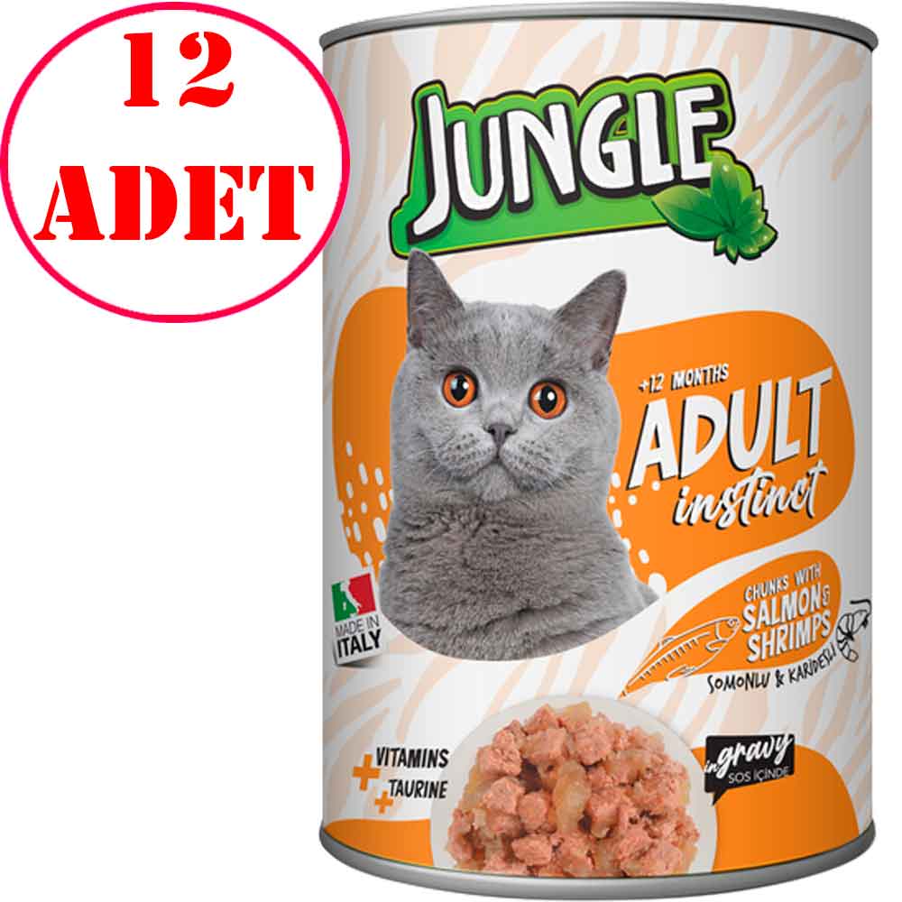 Jungle Kedi Konservesi Somonlu Karidesli 415 GR 12 AD